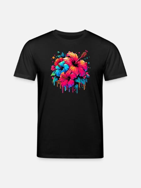 Fleurs d’hibiscus - T-shirt bio CREATOR Stanley/Stella Unisexe - noir
