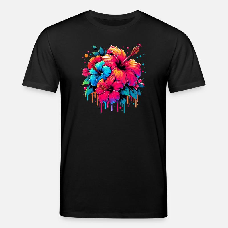 Fleurs d’hibiscus - T-shirt bio CREATOR Stanley/Stella Unisexe - noir