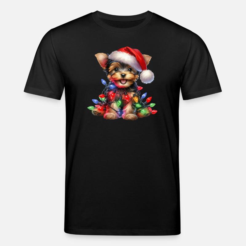 Festlicher Hund mit Lichterkette - Stanley/Stella Unisex Bio-T-Shirt CREATOR  - Schwarz