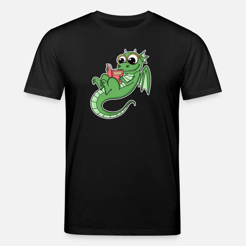 Drache Bücher Buch Lesen - Stanley/Stella Unisex Bio-T-Shirt CREATOR - Schwarz