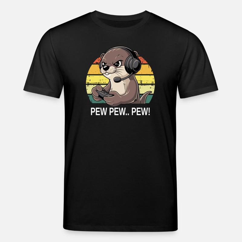 Pew Pew Gamer Otter - Stanley/Stella Unisex Bio-T-Shirt CREATOR  - Schwarz