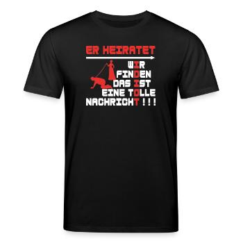 Er heiratet, JGA, Poltern - Stanley/Stella Unisex Bio-T-Shirt CREATOR  - Schwarz - Vorne - Alina (178cm) & Michal (187cm)