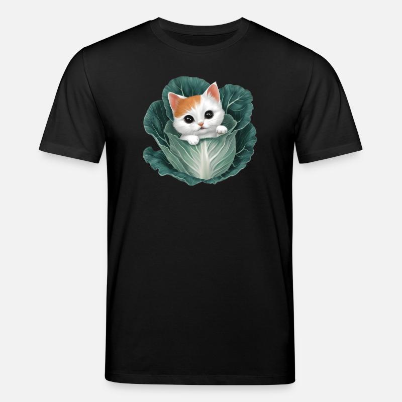 Kätzchen lugt aus Kohlblatt - Stanley/Stella Unisex Bio-T-Shirt CREATOR  - Schwarz