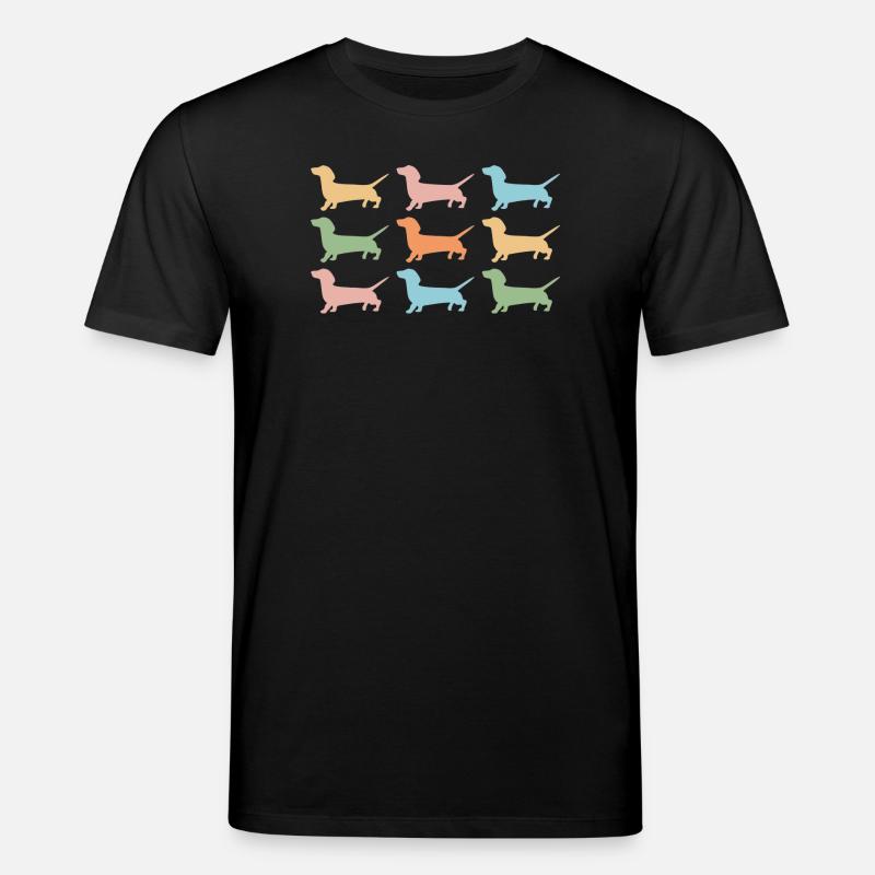 Bunte Dackel Silhouetten - Stanley/Stella Unisex Bio-T-Shirt CREATOR - Schwarz