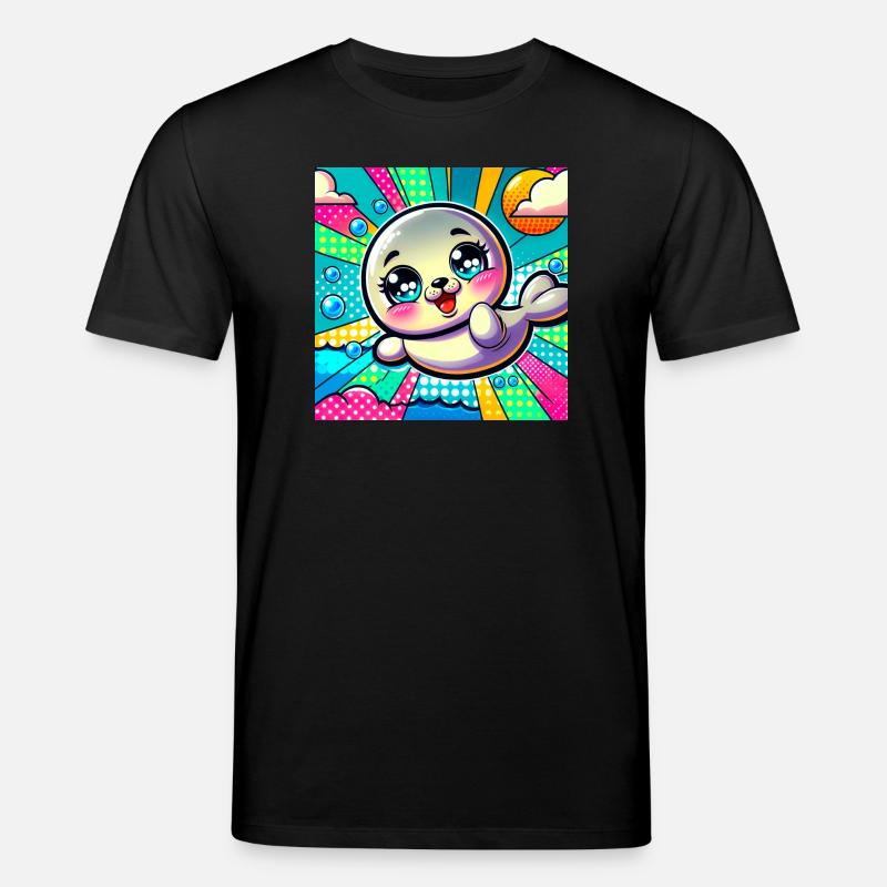 Bunte robbe - Stanley/Stella Unisex Bio-T-Shirt CREATOR  - Schwarz