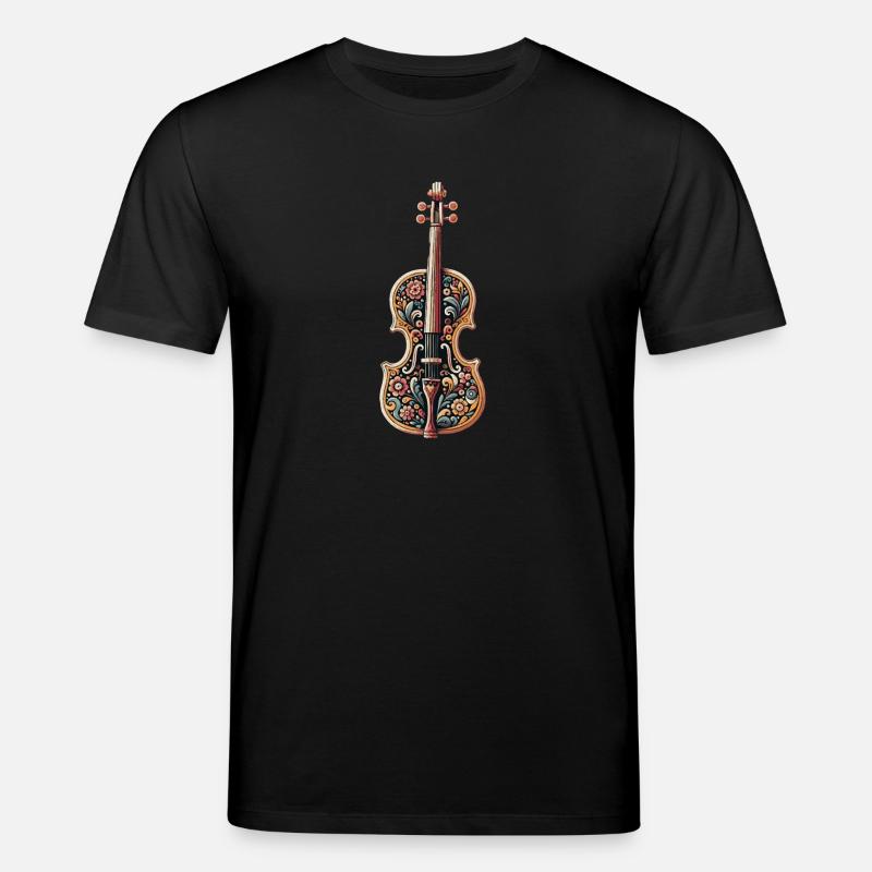 Kunstvolle Violine mit Blumenmuster - Stanley/Stella Unisex Bio-T-Shirt CREATOR  - Schwarz