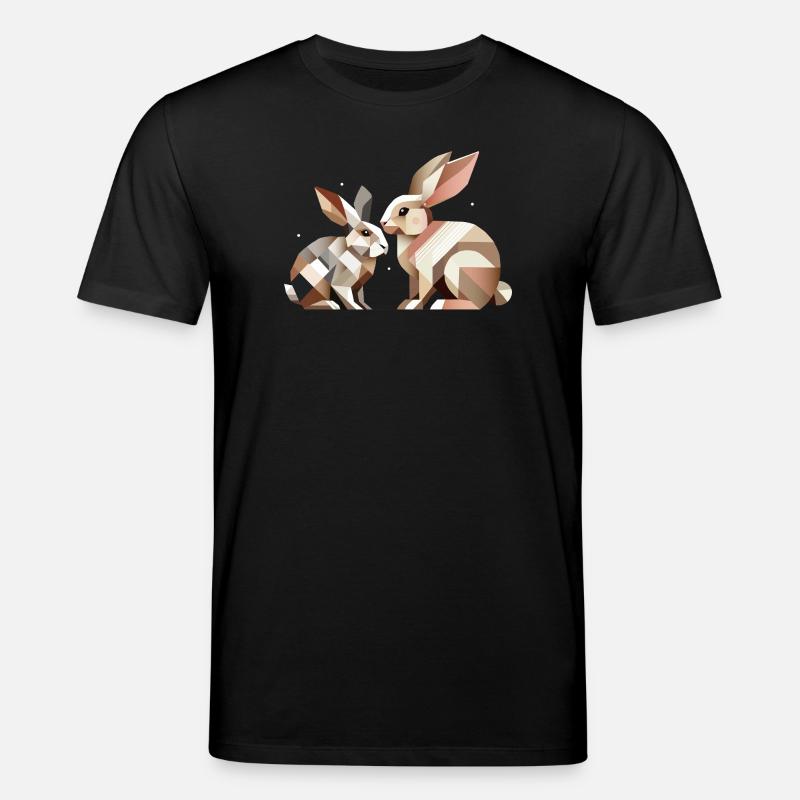 Deux lapins en représentation géométrique - T-shirt bio CREATOR Stanley/Stella Unisexe - noir