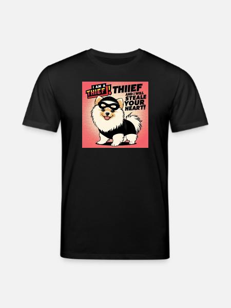 Comicstyle Pomeranian Dog "I am a thief" - Stanley/Stella CREATOR Unisex Organic T-Shirt - black