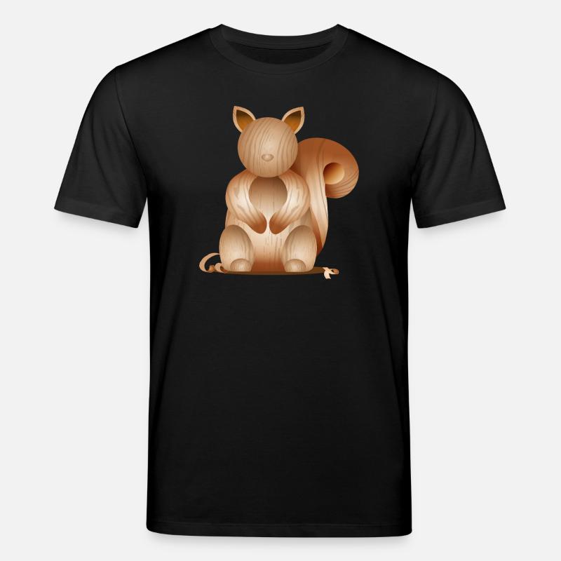 Illustration in Holzoptik–Verspieltes Eichhörnchen - Stanley/Stella Unisex Bio-T-Shirt CREATOR  - Schwarz