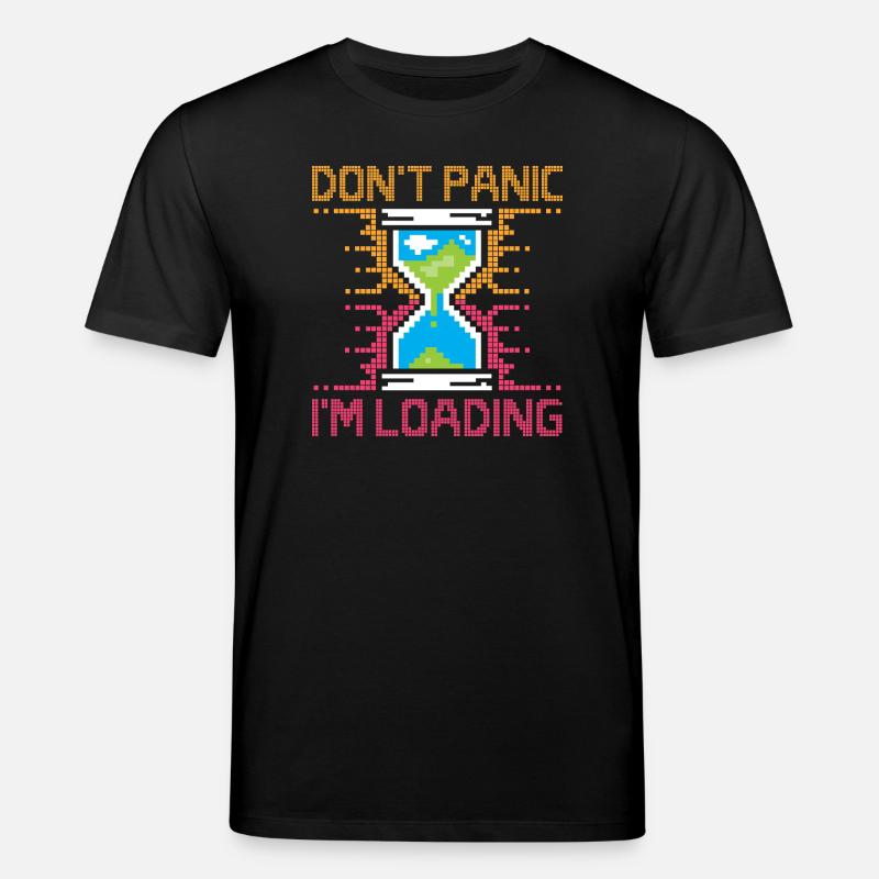 Don't Panic – Pixel Loading Hourglass - Stanley/Stella CREATOR Unisex Organic T-Shirt - black