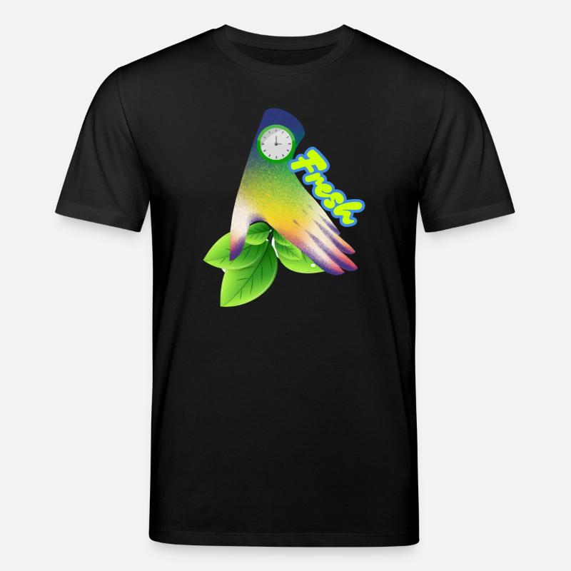 Fresh Gradient Leaf Clock Design - Stanley/Stella CREATOR Unisex Organic T-Shirt - black