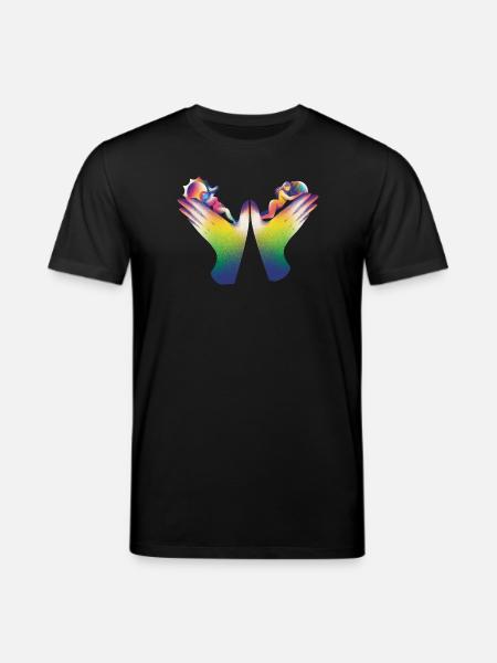 Rainbow Hands of Care - Stanley/Stella CREATOR Unisex Organic T-Shirt - black