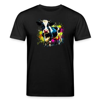 Cow - Stanley/Stella CREATOR Unisex Organic T-Shirt - black - Front - Alina (178cm) & Michal (187cm)
