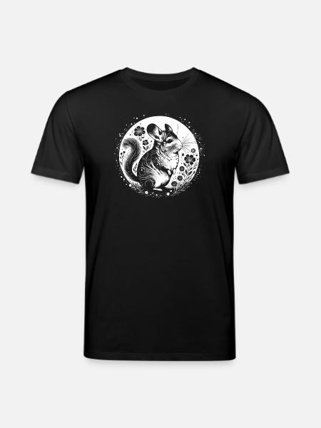 Chinchilla with moon and flowers - Stanley/Stella CREATOR Unisex Organic T-Shirt - black