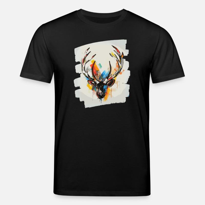 Deer with antlers - Stanley/Stella CREATOR Unisex Organic T-Shirt - black