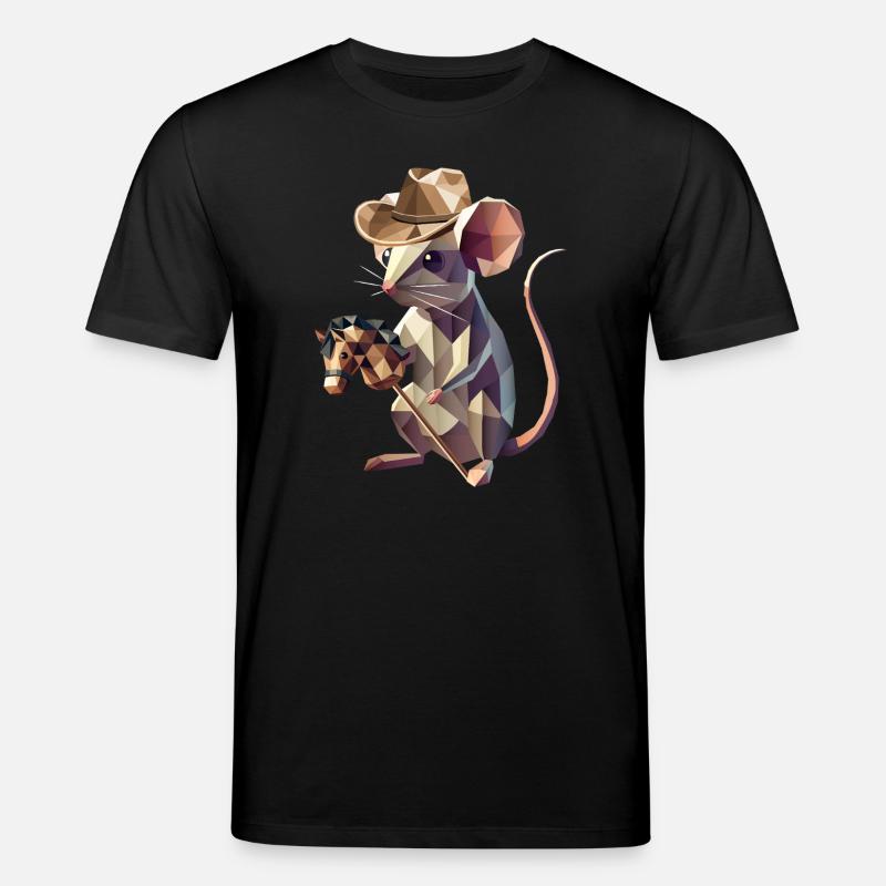 Cowboy-Maus mit Steckenpferd - Stanley/Stella Unisex Bio-T-Shirt CREATOR  - Schwarz