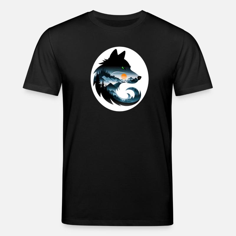 Wolf Landschaft - Stanley/Stella Unisex Bio-T-Shirt CREATOR  - Schwarz