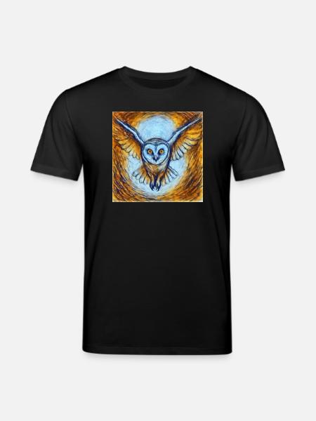 Glowing owl in flight - Stanley/Stella CREATOR Unisex Organic T-Shirt - black