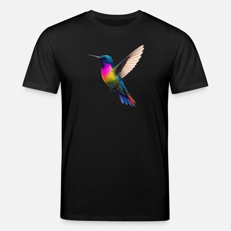 Lebendiges Regenbogen-Kolibri-Design - Stanley/Stella Unisex Bio-T-Shirt CREATOR  - Schwarz
