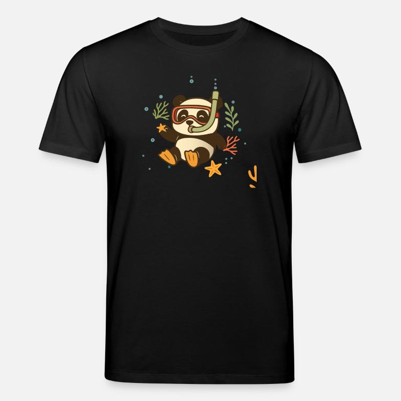 Schnorchelnder Panda im Meer - Stanley/Stella Unisex Bio-T-Shirt CREATOR  - Schwarz