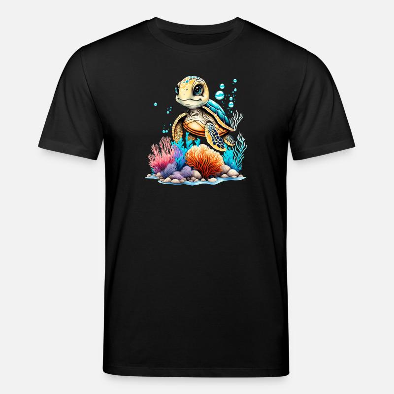 Lebendige Unterwasser-Schildkrötenszene - Stanley/Stella Unisex Bio-T-Shirt CREATOR - Schwarz