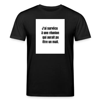 Nutzloses Meeting – Bürohumor - Stanley/Stella Unisex Bio-T-Shirt CREATOR  - Schwarz - Vorne - Alina (178cm) & Michal (187cm)