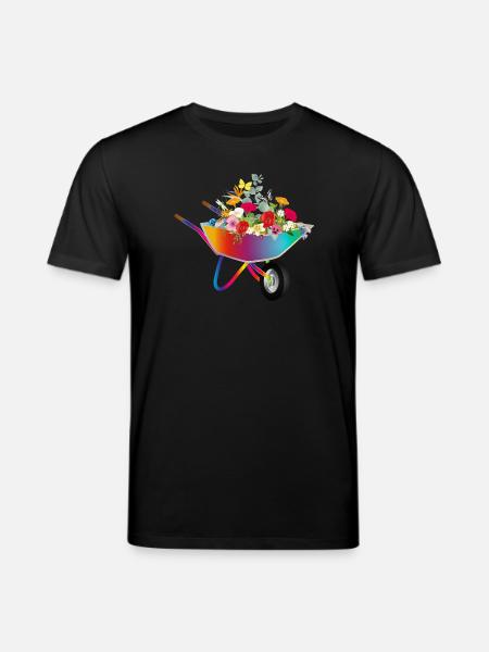 Bunte Schubkarre mit Blumenpracht - Stanley/Stella Unisex Bio-T-Shirt CREATOR - Schwarz
