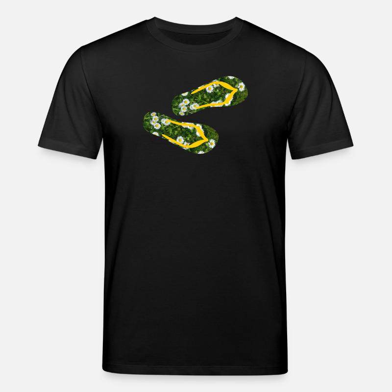 Latschen Gänseblümchen Flip Flops Camping Rasen - Stanley/Stella Unisex Bio-T-Shirt CREATOR  - Schwarz