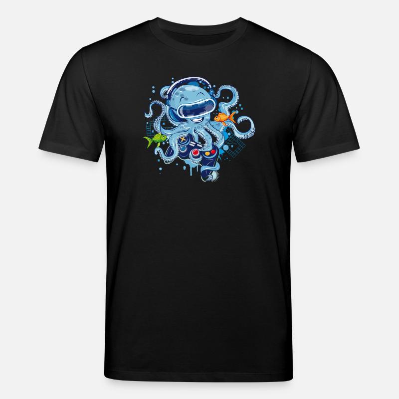 Gaming Octopus with Controller - Stanley/Stella CREATOR Unisex Organic T-Shirt - black