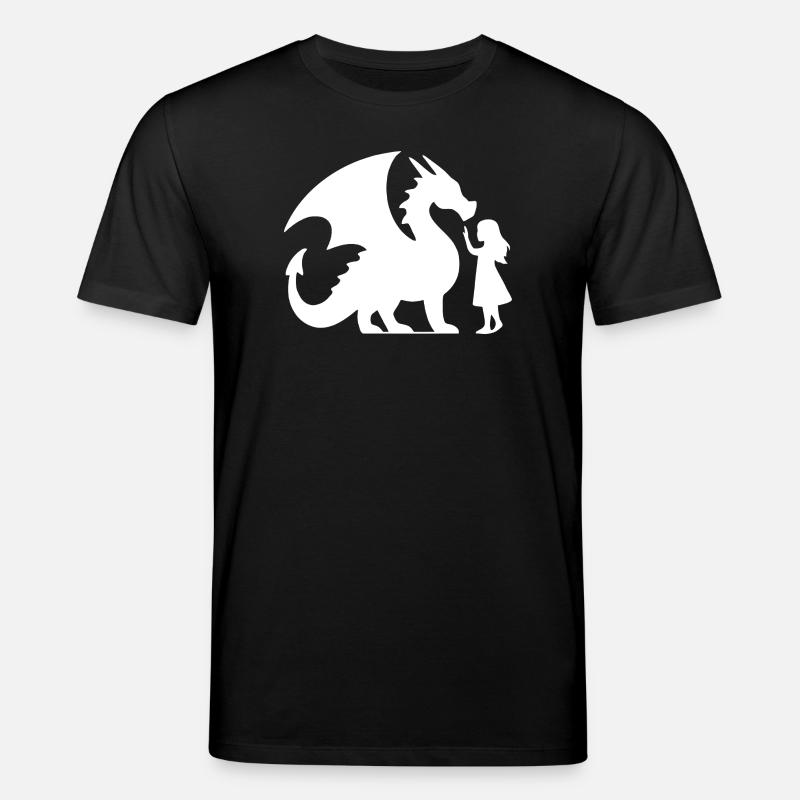Mythischer Drache und Mädchen Silhouette Design - Stanley/Stella Unisex Bio-T-Shirt CREATOR - Schwarz