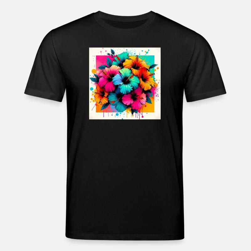 Fleurs d’hibiscus - T-shirt bio CREATOR Stanley/Stella Unisexe - noir