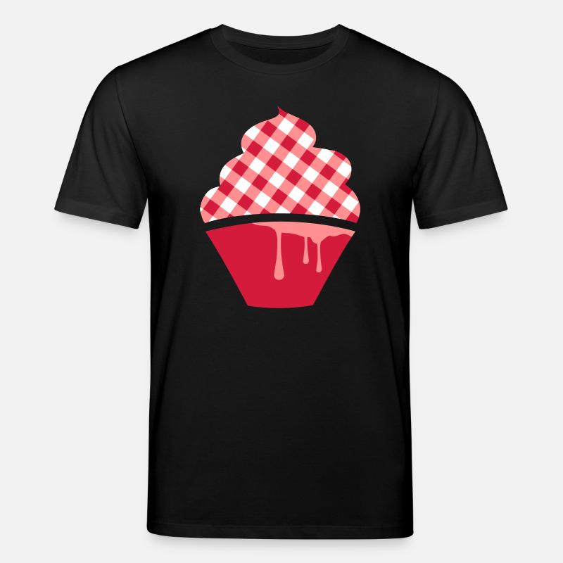 Stilisierter Cupcake mit Karo-Topping - Stanley/Stella Unisex Bio-T-Shirt CREATOR  - Schwarz
