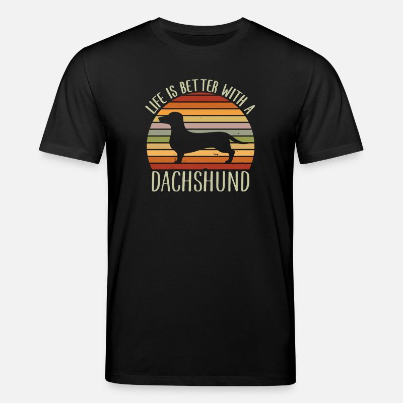 Dackel Retro Sunset Silhouette T-Shirt - Stanley/Stella Unisex Bio-T-Shirt CREATOR  - Schwarz