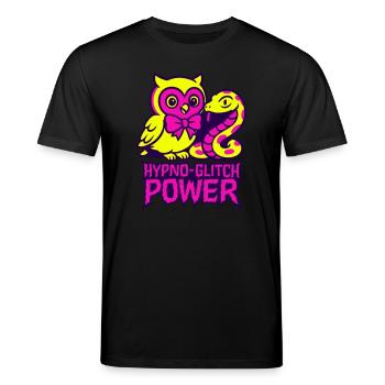 Hypno Glitch Owl and Snake - Stanley/Stella CREATOR Unisex Organic T-Shirt - black - Front - Alina (178cm) & Michal (187cm)