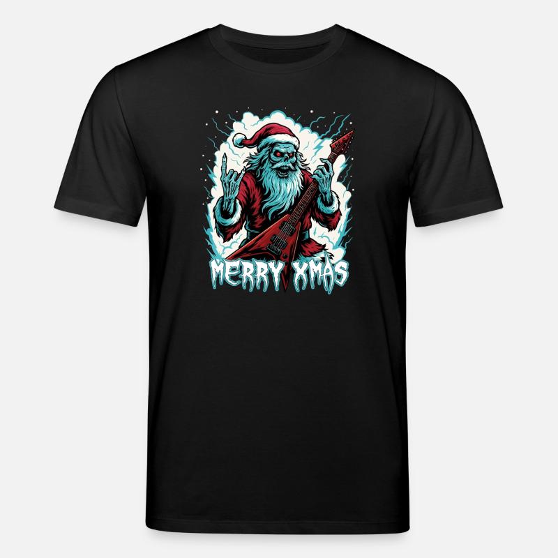 Santa Doom mit E-Gitarre - Stanley/Stella Unisex Bio-T-Shirt CREATOR  - Schwarz