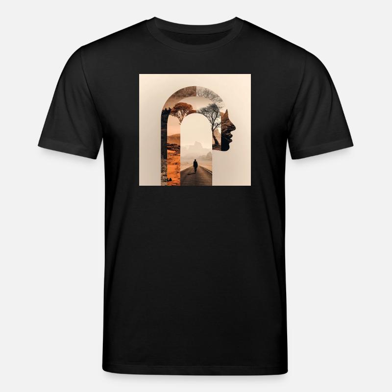 Introspektive Reise mit Natursilhouette - Stanley/Stella Unisex Bio-T-Shirt CREATOR  - Schwarz