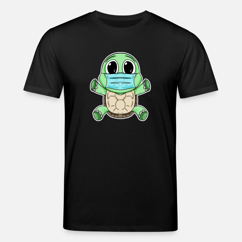 Tortue mignonne avec masque - T-shirt bio CREATOR Stanley/Stella Unisexe - noir