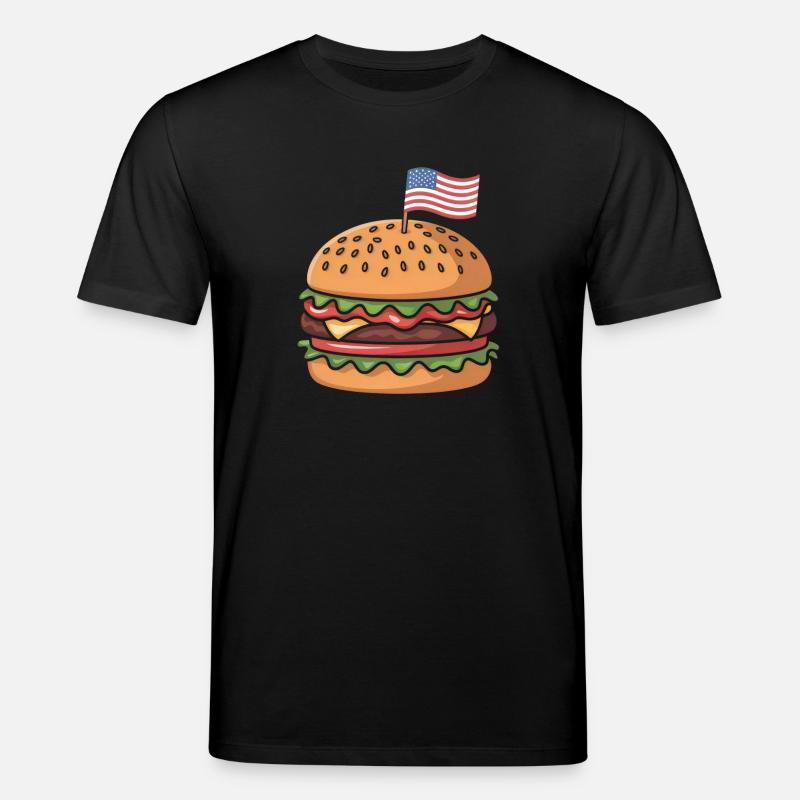 Cheeseburger Patriotic Independence Day 4th of - Stanley/Stella Unisex Bio-T-Shirt CREATOR - Schwarz