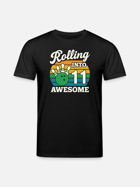 Retro 11 Bowling Celebration Tee - Stanley/Stella CREATOR Unisex Organic T-Shirt - black