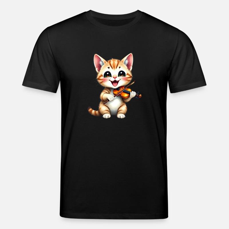 Chaton joue du violon - T-shirt bio CREATOR Stanley/Stella Unisexe - noir