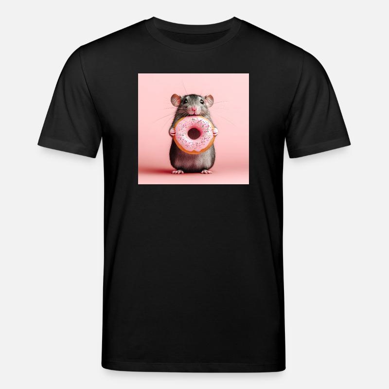 Süße Maus mit buntem Donut - Stanley/Stella Unisex Bio-T-Shirt CREATOR - Schwarz