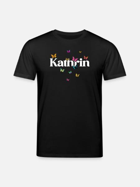 Schöner Mädchenname mit Schmetterlingen KATHRIN - Stanley/Stella Unisex Bio-T-Shirt CREATOR  - Schwarz