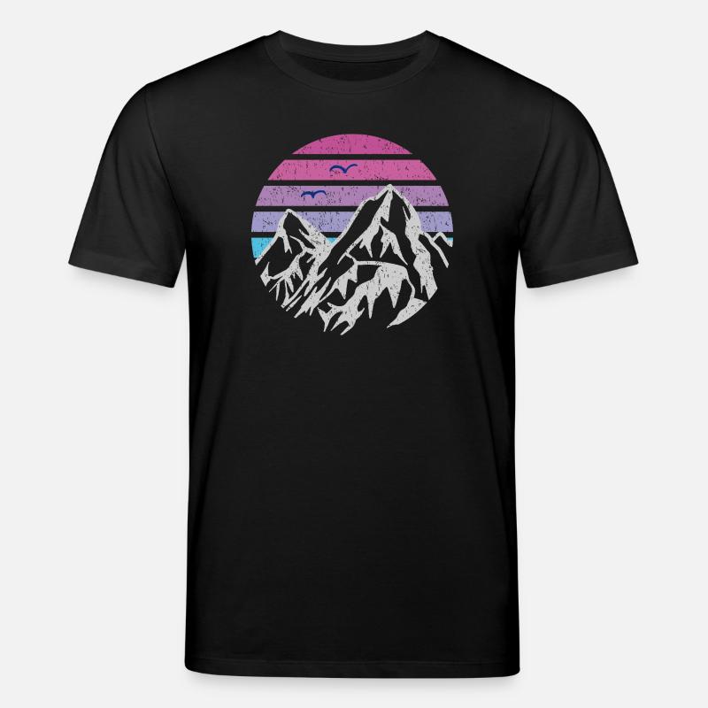 Mountains Retro Sun - Stanley/Stella CREATOR Unisex Organic T-Shirt - black