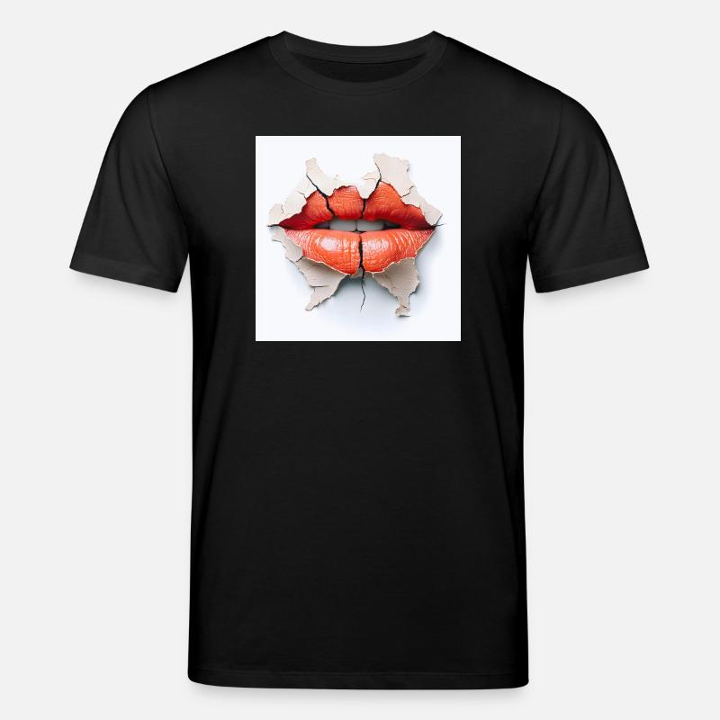 Bold lips on cracked wall - Stanley/Stella CREATOR Unisex Organic T-Shirt - black
