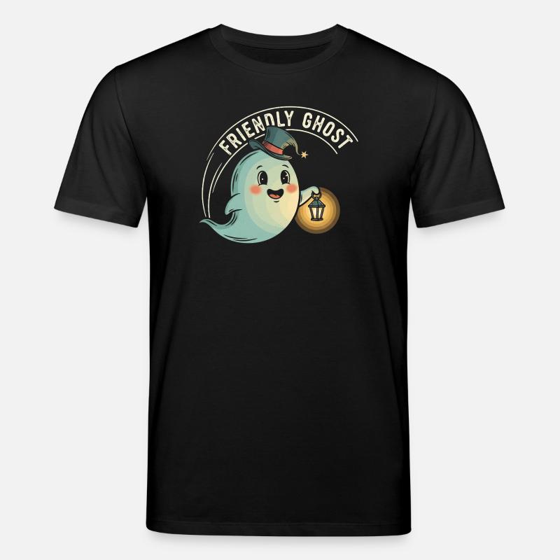 Friendly Ghost with Lantern - Stanley/Stella CREATOR Unisex Organic T-Shirt - black