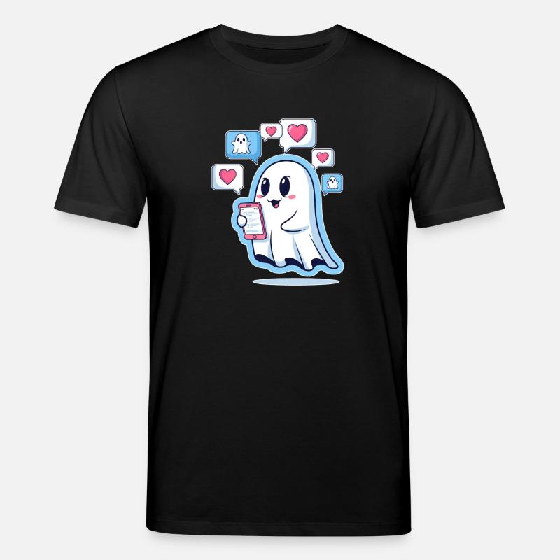 Fantôme mignon avec smartphone - T-shirt bio CREATOR Stanley/Stella Unisexe - noir