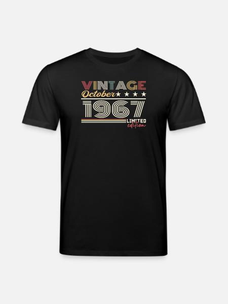 October 1967 Retro Birthday 1967 October 1967 - Stanley/Stella CREATOR Unisex Organic T-Shirt - black