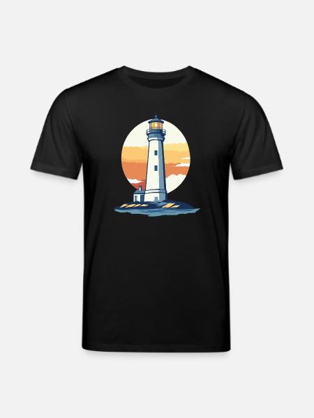 Lighthouse at sunset - Stanley/Stella CREATOR Unisex Organic T-Shirt - black