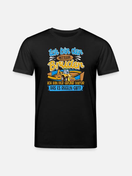 Excavator Middle Brother Siblings - Stanley/Stella CREATOR Unisex Organic T-Shirt - black