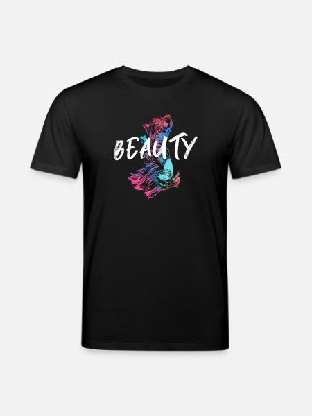 Bunte Kampffisch-Illustration mit Mot Beauté - Stanley/Stella Unisex Bio-T-Shirt CREATOR  - Schwarz